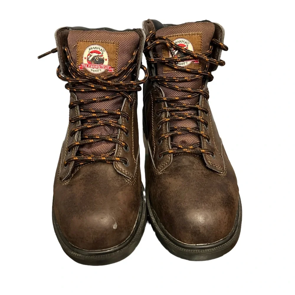 Brahma Men’s Work Ankle Boots Sz 9 Brown Lace Up Round up